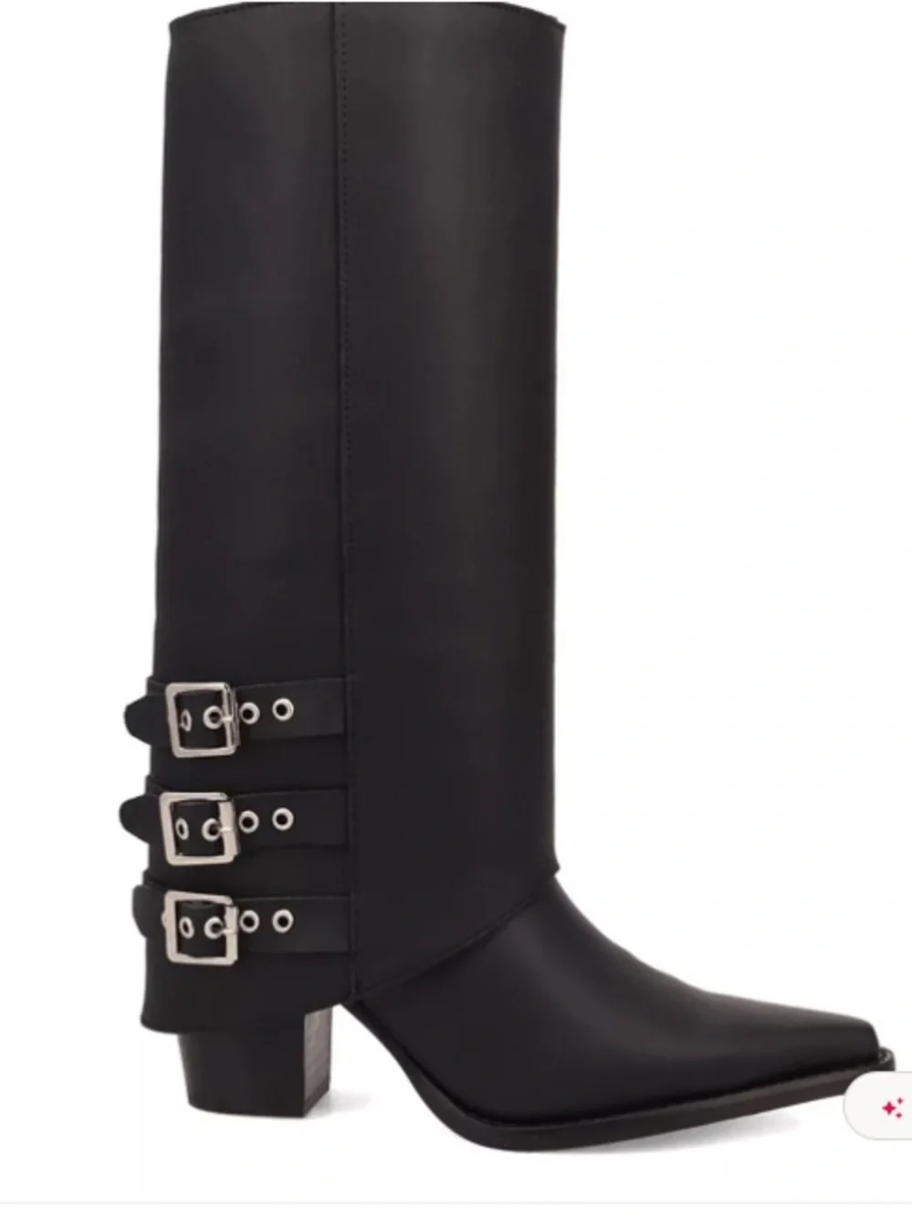 dingo Black Pointed Toe Buckle Boots